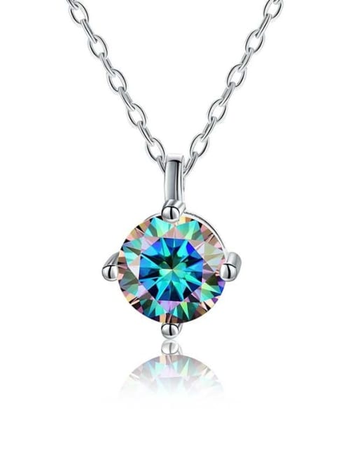 Colorful Mosang Diamond [Platinum] 925 Sterling Silver Moissanite Geometric Dainty Necklace